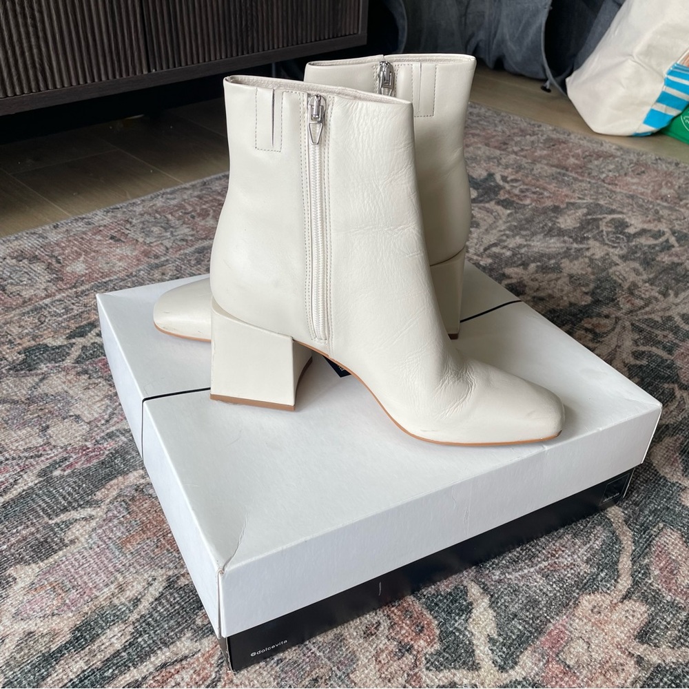 Dolce Vita Cream Heeled Boots - Picture 9 of 11